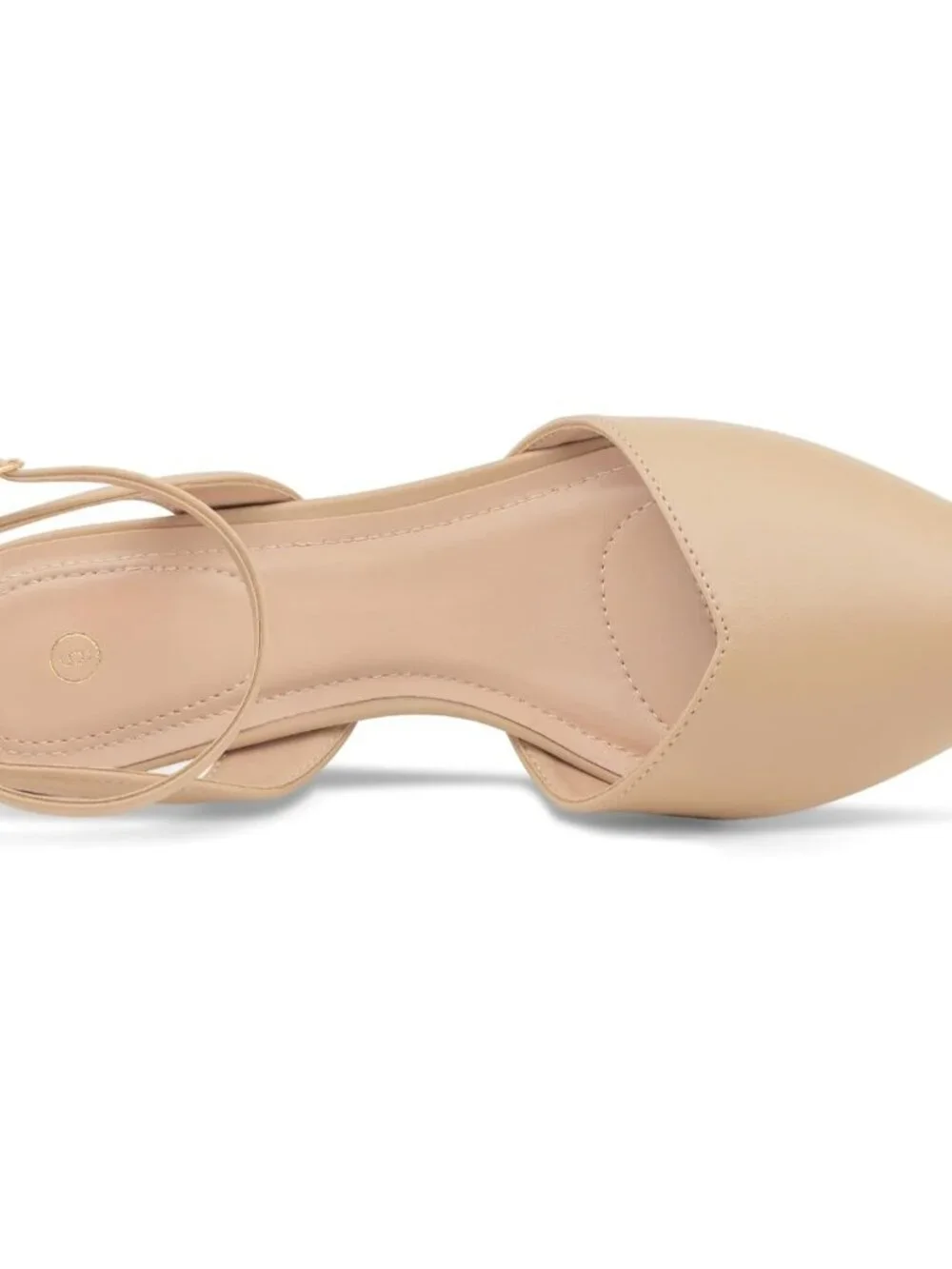 Women's Nude Pu Pumps Shoes Pointed Toe Kitten Low Heels Ankle Strap